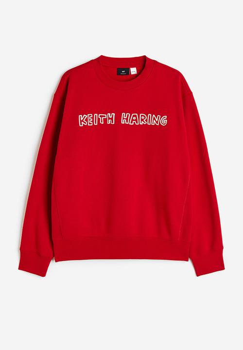 H&M - Oversized fit printed sweatshirt - red keith haring 