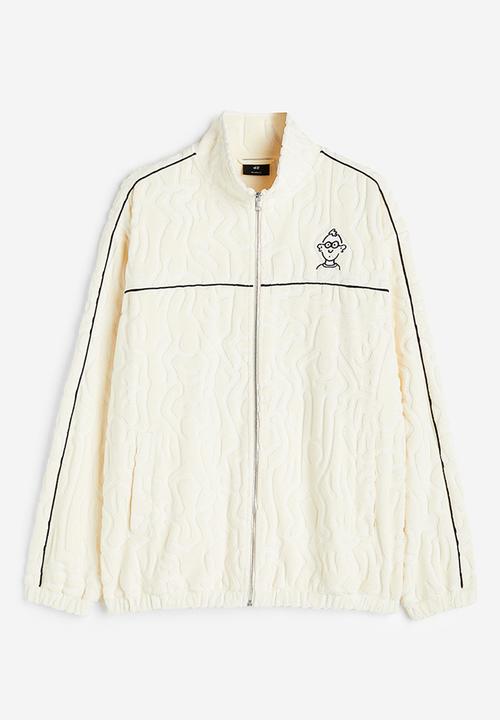H&M - Relaxed fit terry track jacket - cream keith haring 