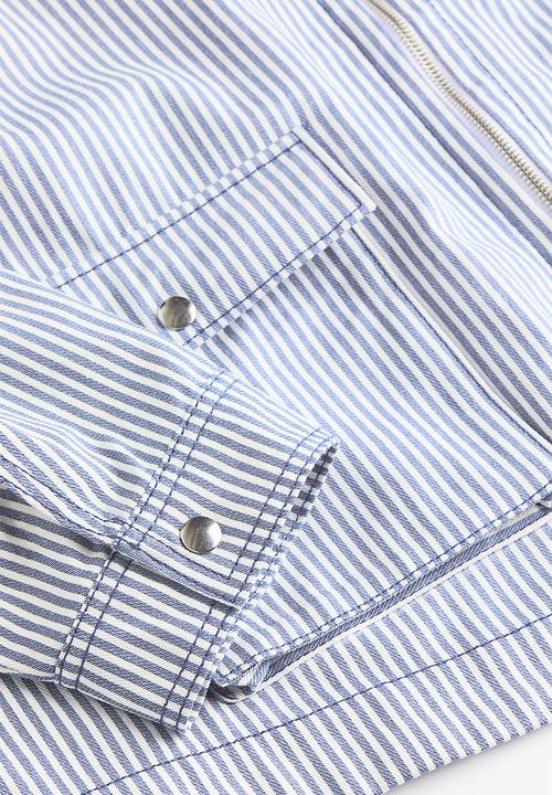 H&M - Twill utility jacket -  blue striped