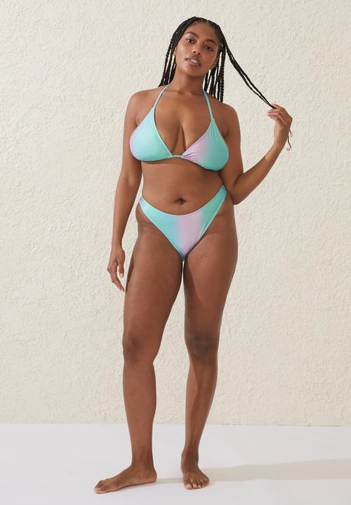 Cotton On - Plus slider triangle bikini top - charlie ombre green shimmer