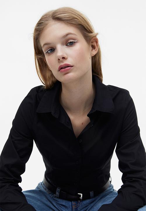 H&M - Fitted poplin shirt - black