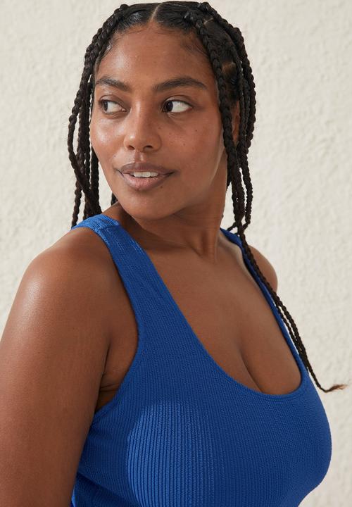 Cotton On - Plus scoop back one piece cheeky - blue splash crinkle