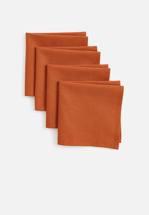 H&M - 4 Pack cotton napkins - dark orange 
