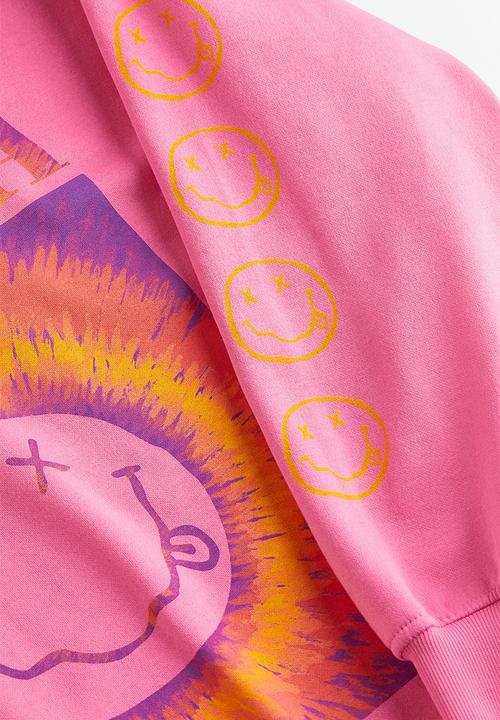 H&M - Oversized printed sweatshirt dress - pink nirvana
