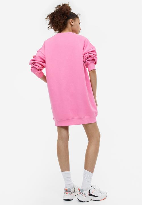 H&M - Oversized printed sweatshirt dress - pink nirvana
