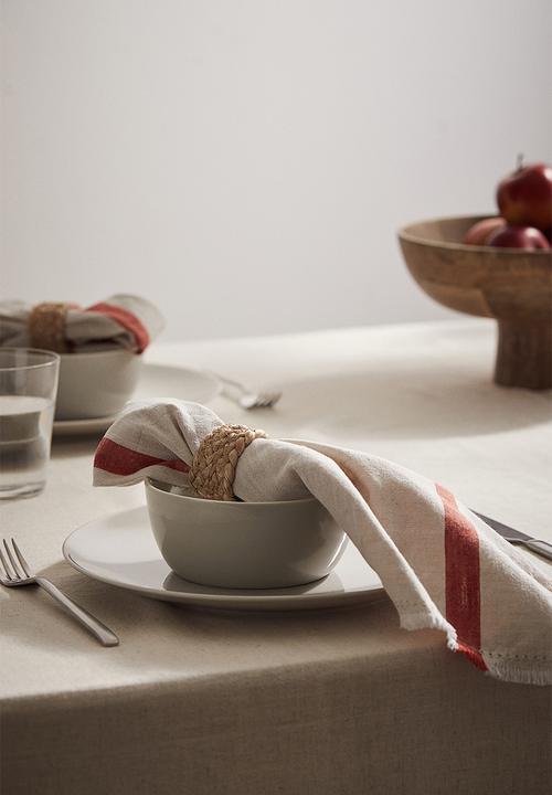 H&M - 2 Pack fringed napkins - beige & dark orange 