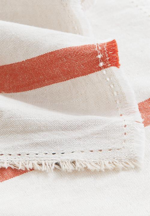 H&M - 2 Pack fringed napkins - beige & dark orange 