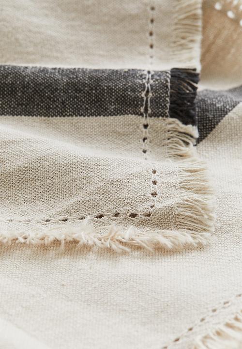 H&M - 2 Pack fringed napkins - beige & dark grey 