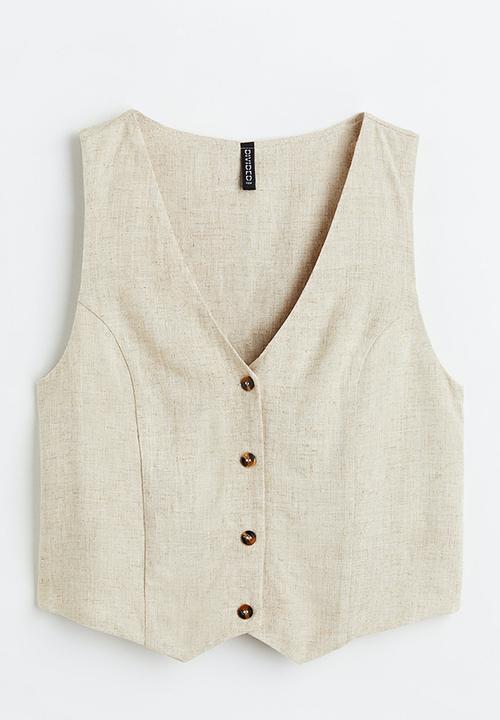 H&M - Linen-blend suit waistcoat - light beige