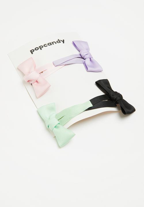 Pop Candy - Girls 4 pack satin bow hair clips - multi