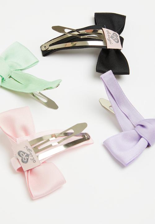 Pop Candy - Girls 4 pack satin bow hair clips - multi