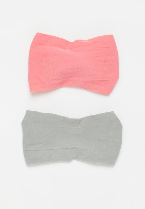 Pop Candy - 2 Pack bow knot headbands - grey & pink