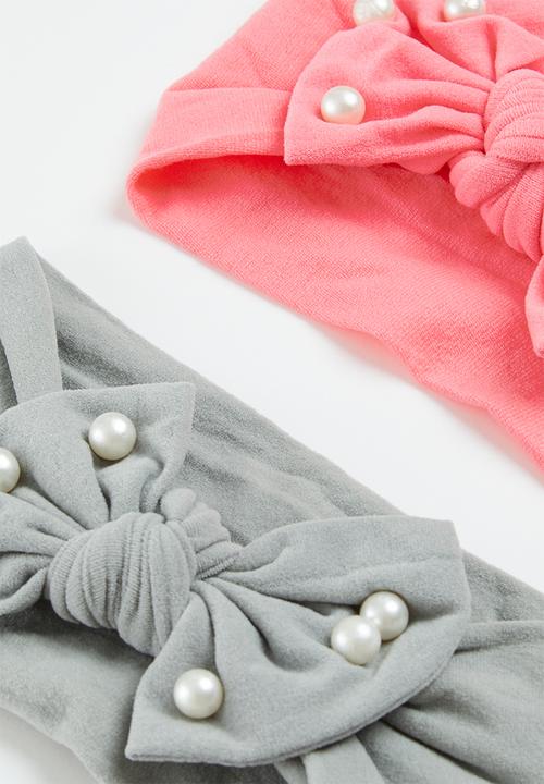 Pop Candy - 2 Pack bow knot headbands - grey & pink