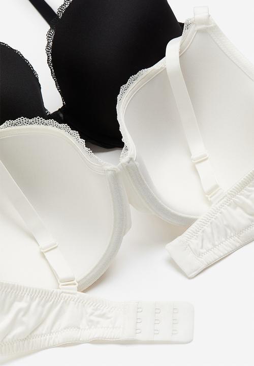 H&M - 2-Pack padded underwired microfibre bras - black & white