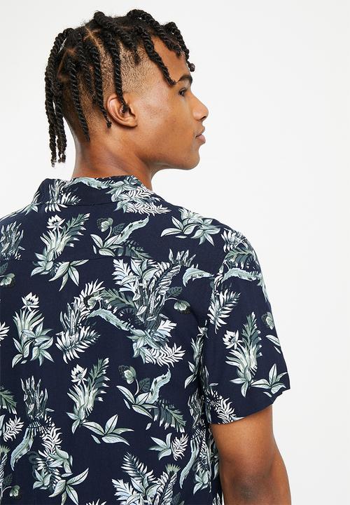 Brave Soul - Multi shirt - navy & green