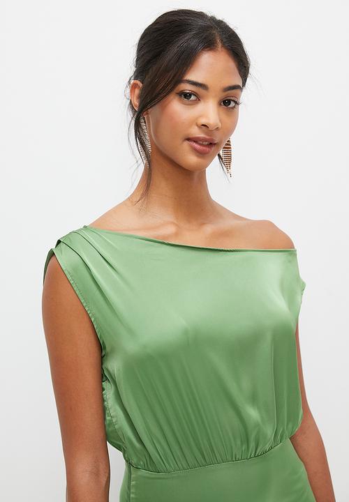 MILLA - Asym draped midi dress - green