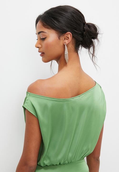 MILLA - Asym draped midi dress - green