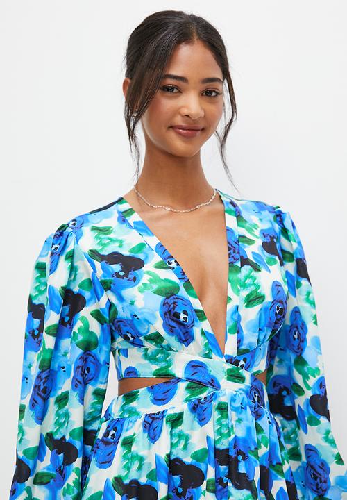 MILLA - Printed balloon sleeve fit & flare mini - multi