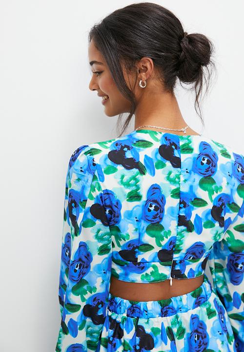 MILLA - Printed balloon sleeve fit & flare mini - multi