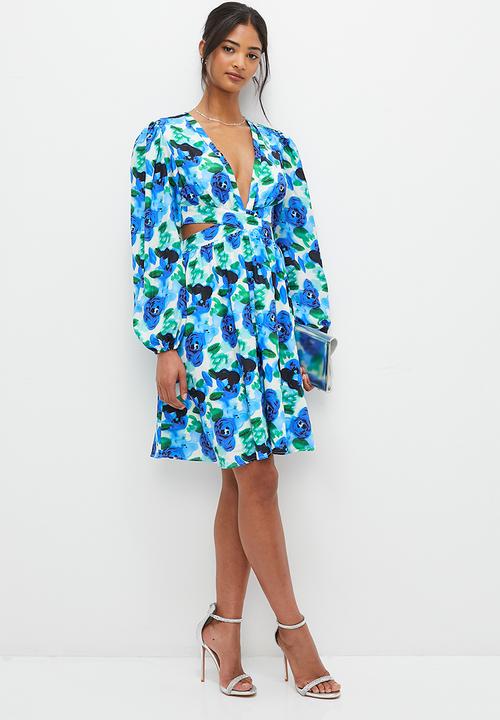MILLA - Printed balloon sleeve fit & flare mini - multi