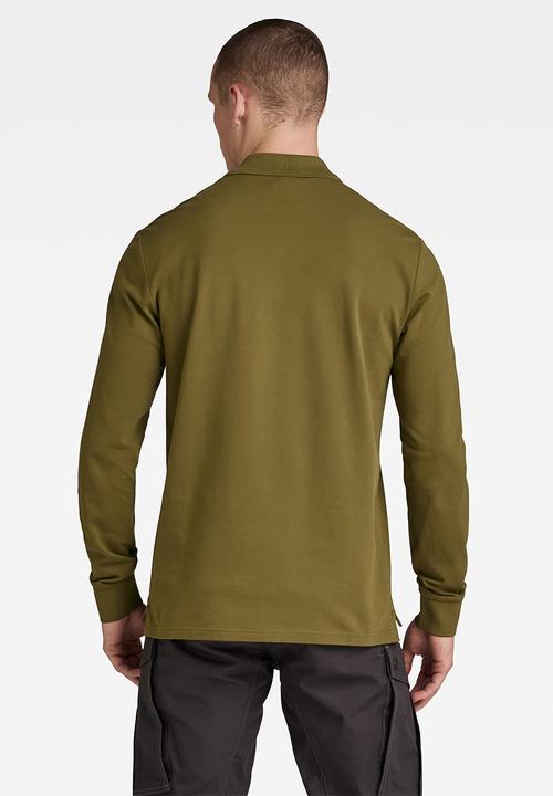 G-STAR - Dunda core polo long sleeve premium stretch pk o - dark olive