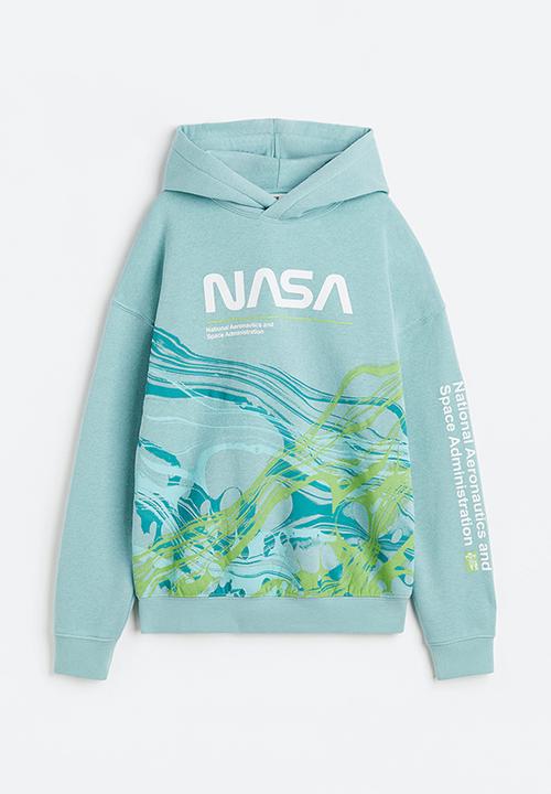 H&M - Printed hoodie - light turquoise / nasa 