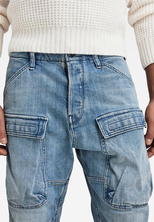 G-STAR - 3D Straight Tapered Denim Cargo Sapa stretch denim r - antique faded oasis