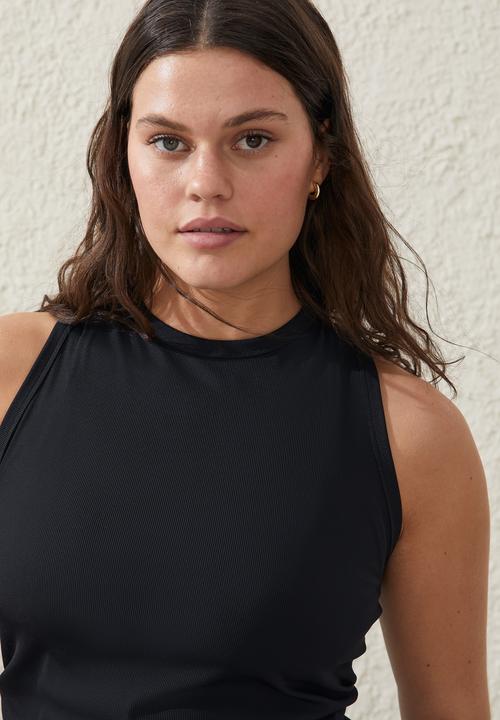 Cotton On - Plus active rib tank top - black