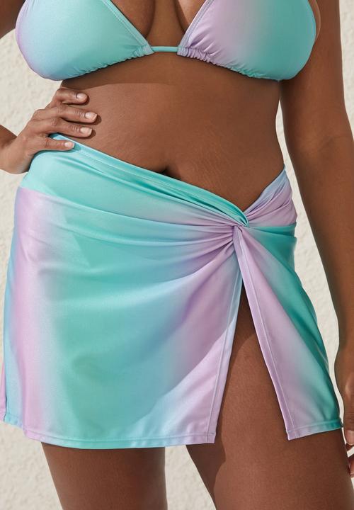Cotton On - Plus twist front swim skirt - charlie ombre green shimmer
