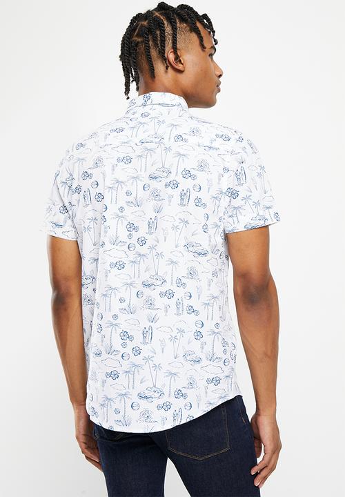 Brave Soul - Antonio shirt - optic white & ink