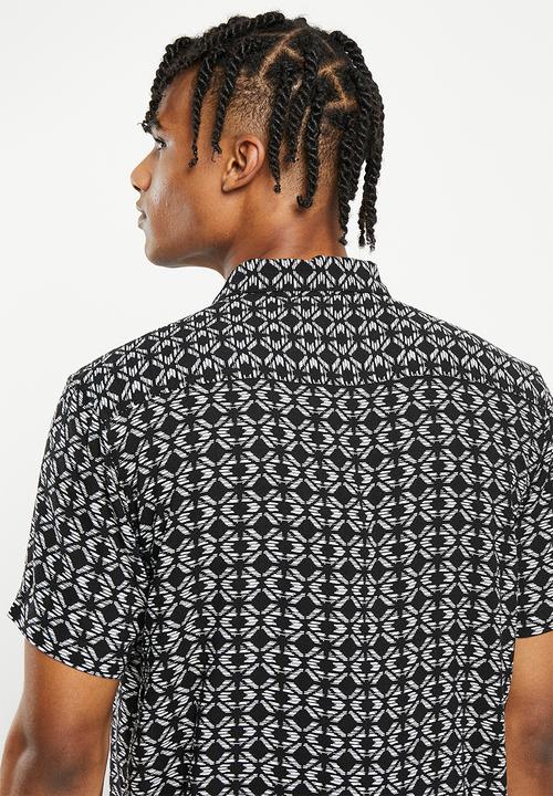 Brave Soul - Sketch shirt - jet black & white