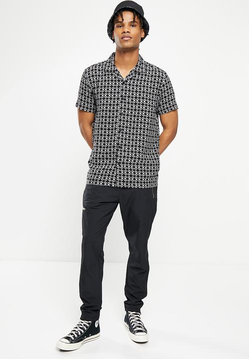 Brave Soul - Sketch shirt - jet black & white