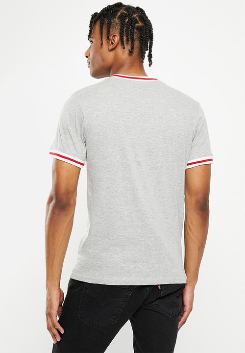 Brave Soul - Emb tee - light grey marl