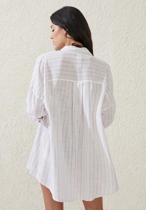Cotton On - Swing beach shirt - natural stripe