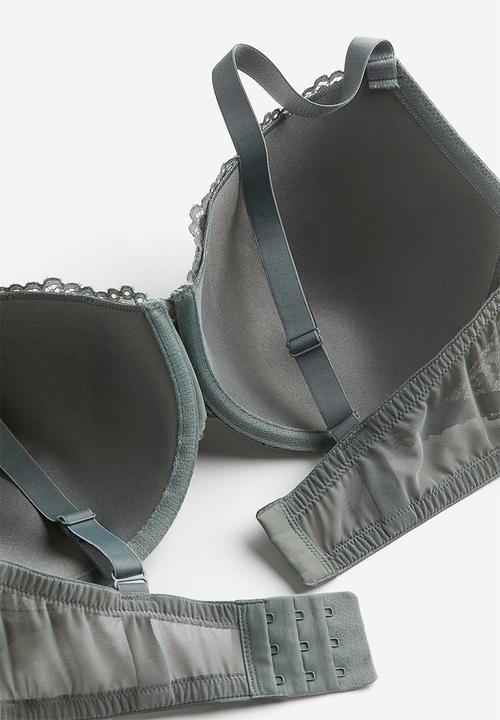 H&M - Padded underwired lace bra - grey