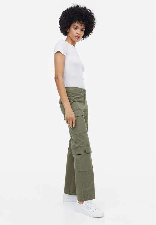 H&M - Cotton twill cargo trousers - khaki green 