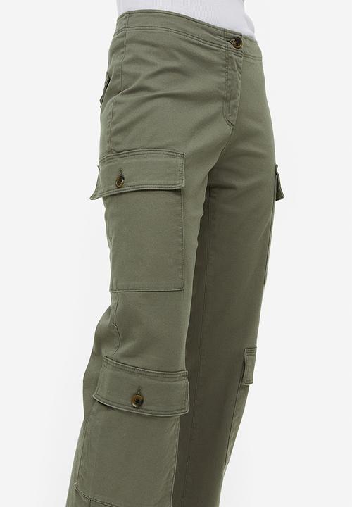 H&M - Cotton twill cargo trousers - khaki green 