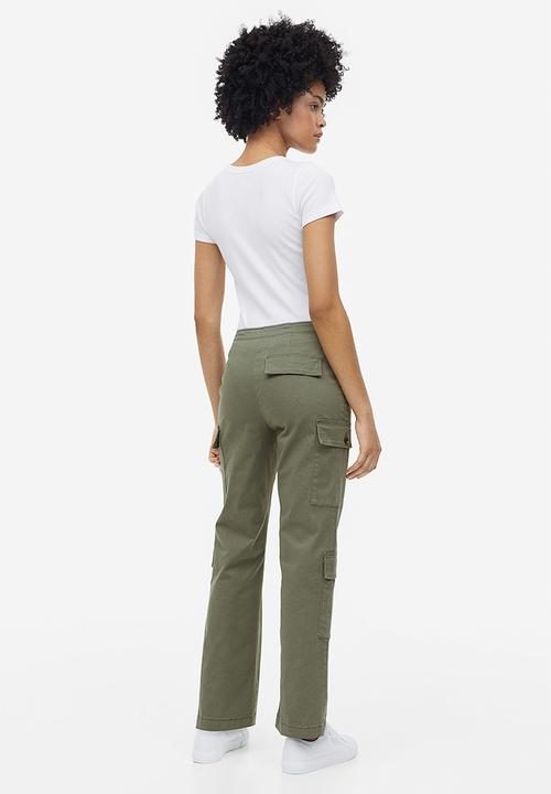 H&M - Cotton twill cargo trousers - khaki green 