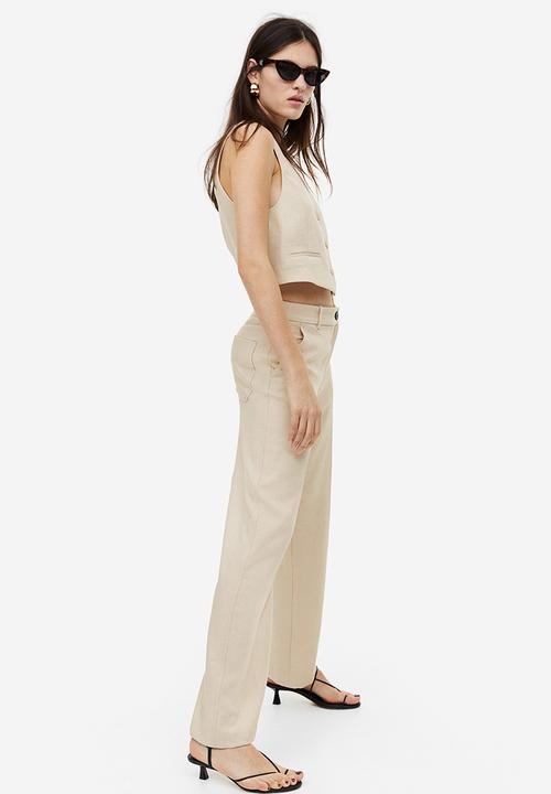 H&M - Straight trousers - light beige 