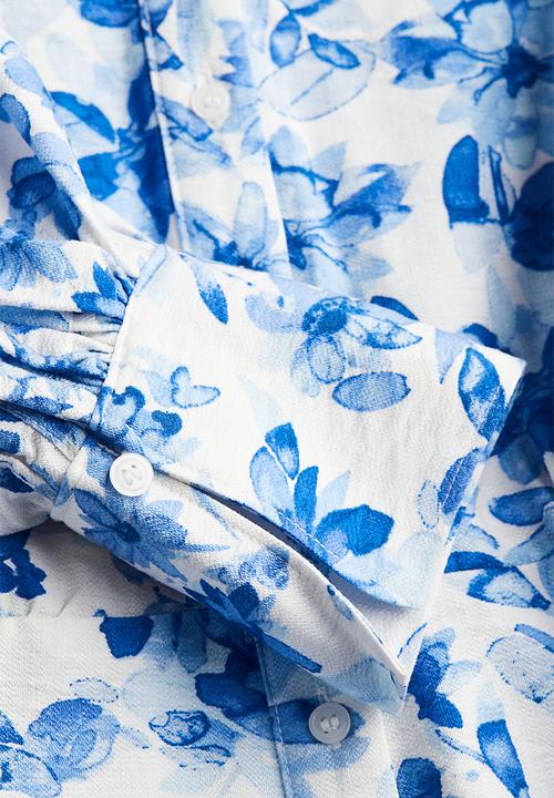 H&M - Tie-belt dress - white blue floral 