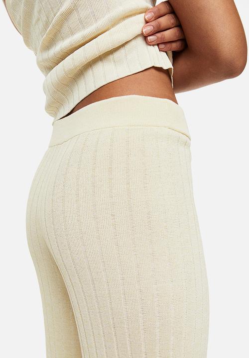 H&M - Rib-knit trousers - light beige