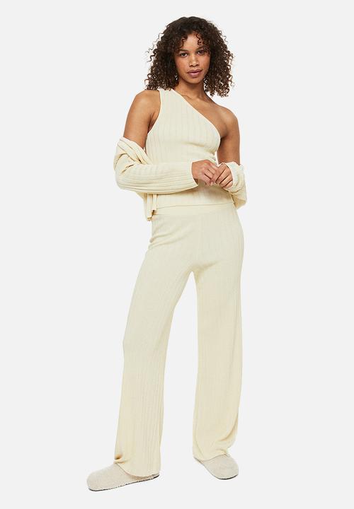 H&M - Rib-knit trousers - light beige