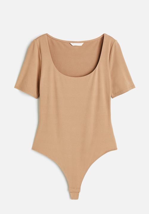 H&M - Short-sleeved thong body - beige
