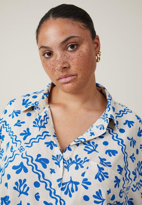 Cotton On - Plus haven short sleeve - blue coral border