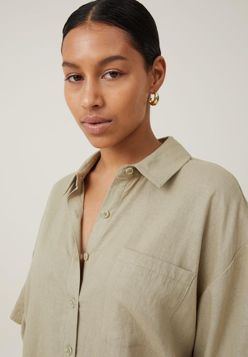 Cotton On - Haven short sleeve shirt - desert sage