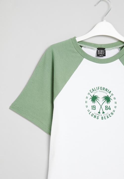 Rebel Republic - Printed tee - white & sage