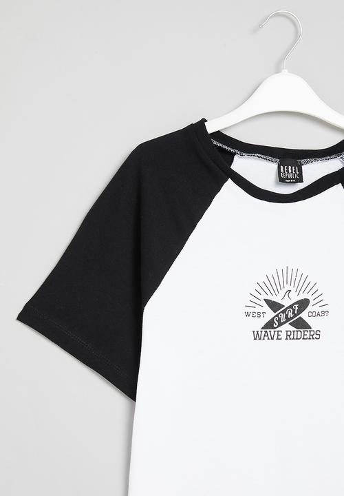 Rebel Republic - Older boys printed tee - white & black