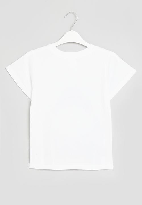 Pop Candy - Round neck printed tee-blue/white