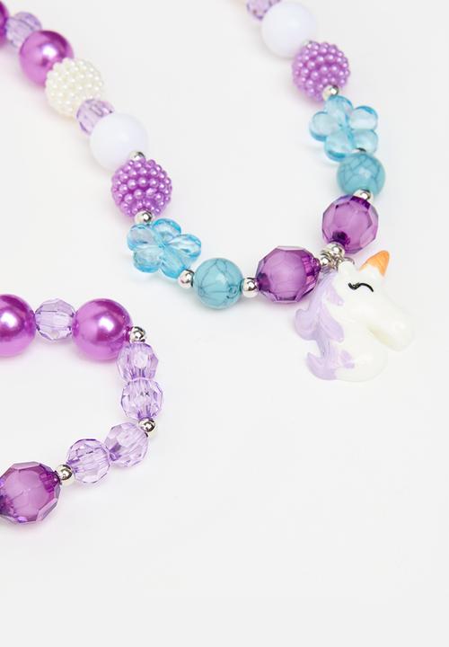Pop Candy - Girls bracelet necklace set - purple
