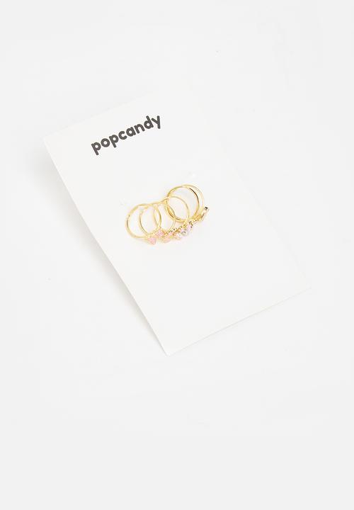 Pop Candy - Girls 5 pack rings - gold 